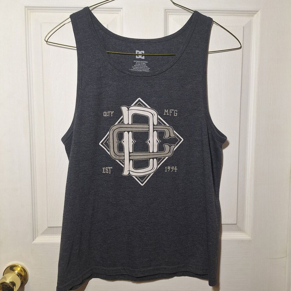 DC Shoes Grey Graphic Print Tank Top Grunge Skater Indie Sleaze Hipster Size M